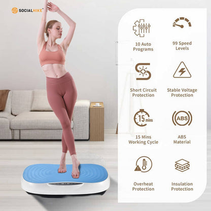 Social Hike Vibration Plate Machine Full Body Vibrating Exercise Platform Blue - Image 4