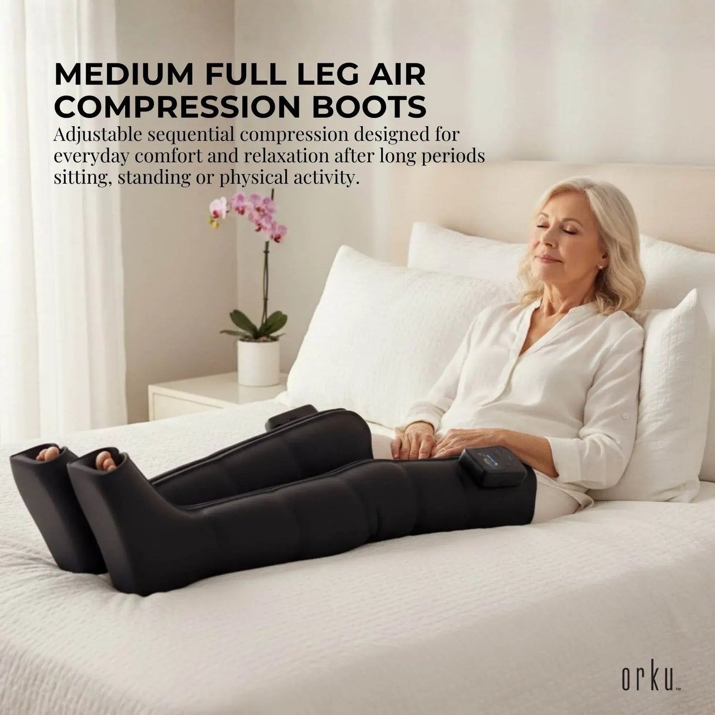 Orku Cordless Full Leg Air Compression Massager Boots - Rechargeable Medium - Image 2