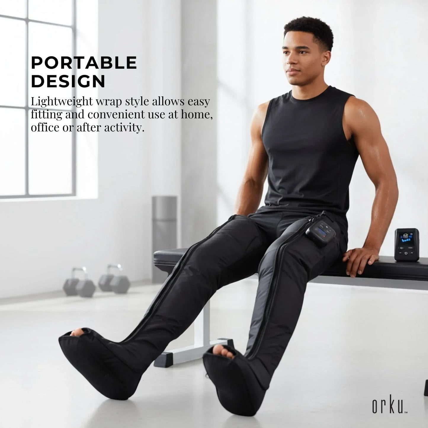 Orku Cordless Full Leg Air Compression Massager Boots - Rechargeable Medium - Image 4