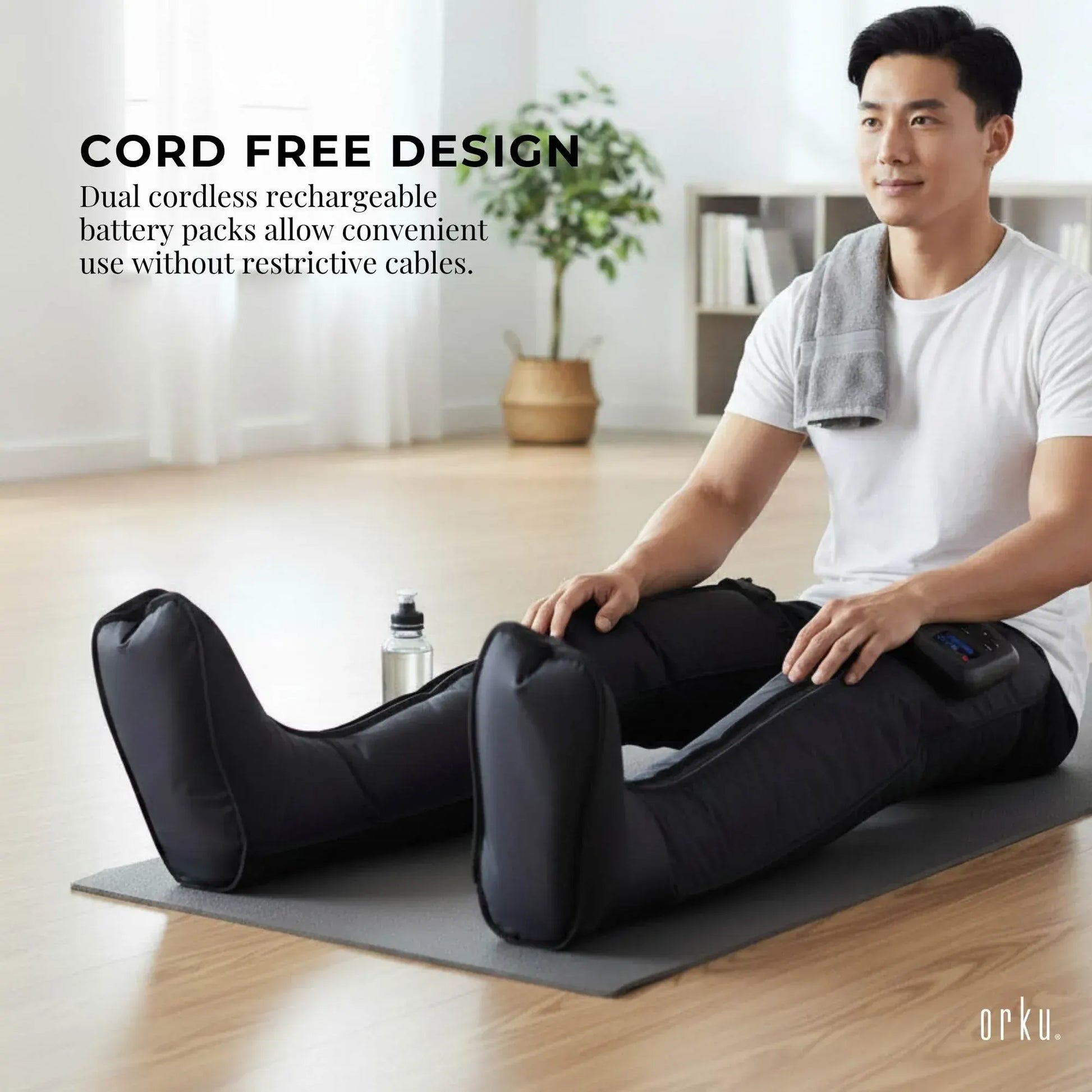 Orku Cordless Full Leg Air Compression Massager Boots - Rechargeable Medium - Image 6