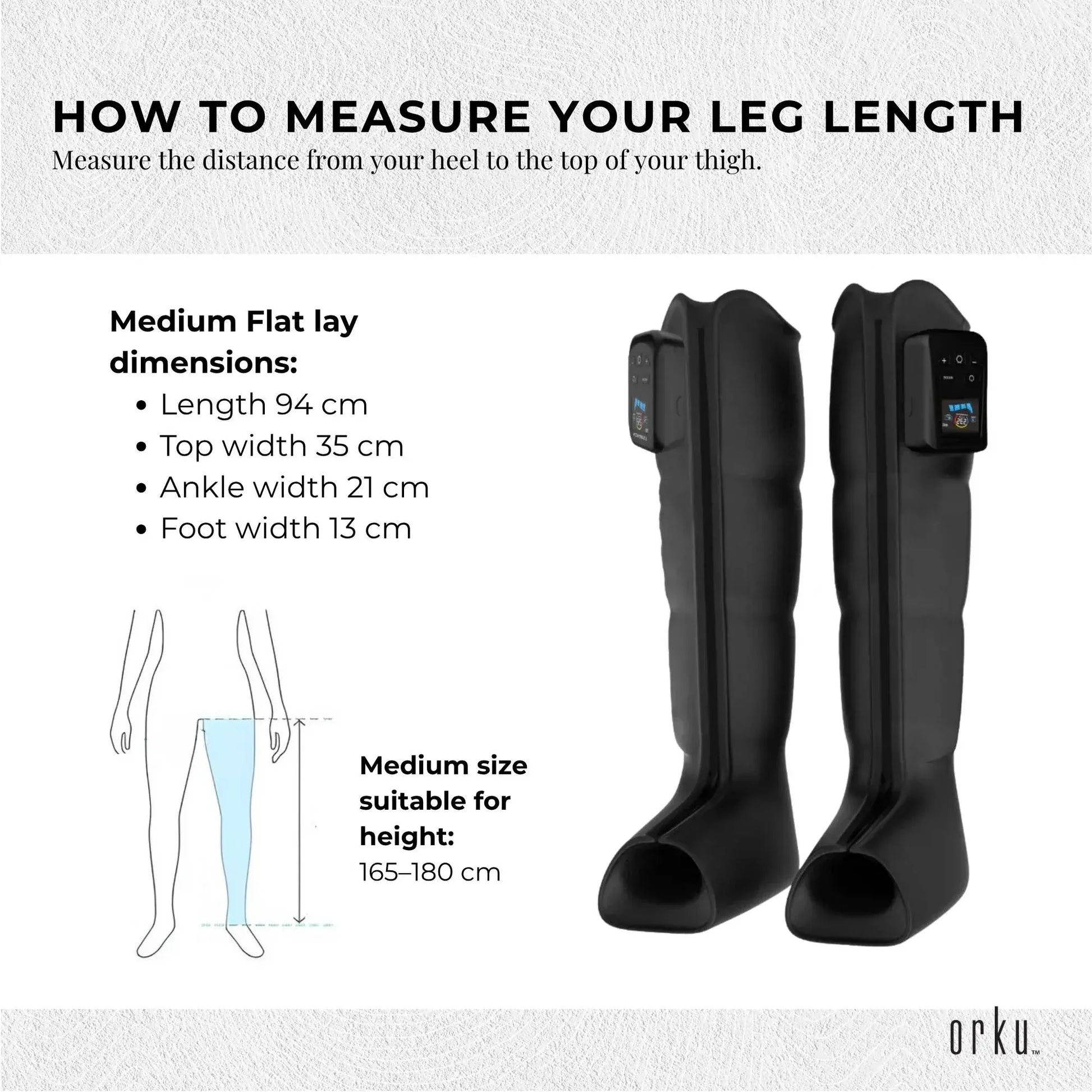 Orku Cordless Full Leg Air Compression Massager Boots - Rechargeable Medium - Image 7