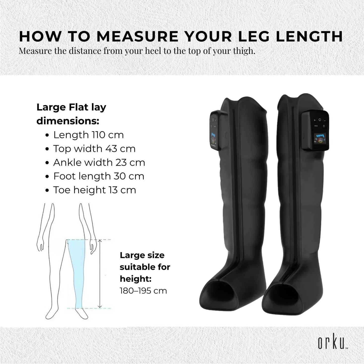 Orku Cordless Full Leg Air Compression Massager Boots - Rechargeable Large - Image 7