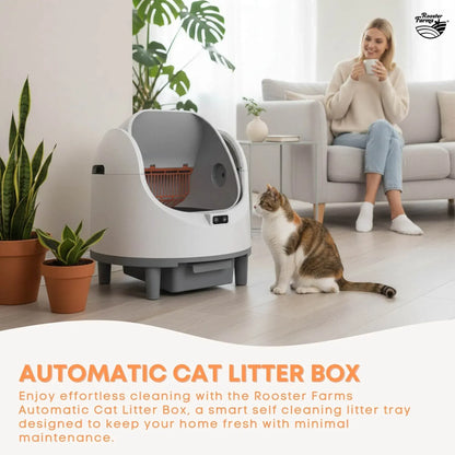 Rooster Farms Smart Cat Litter Box Automatic WiFi Self Cleaning Tray 68L - Image 2