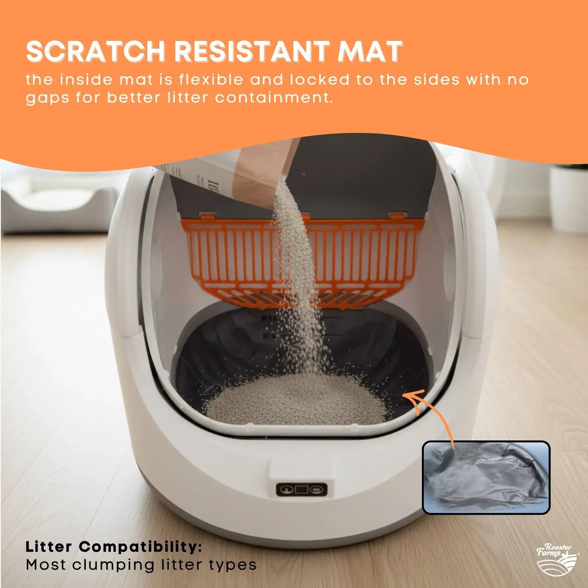 Rooster Farms Smart Cat Litter Box Automatic WiFi Self Cleaning Tray 68L - Image 8