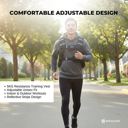 Social Hike 5Kg Weighted Vest Adjustable Fit For Running Walking Training - Image 3