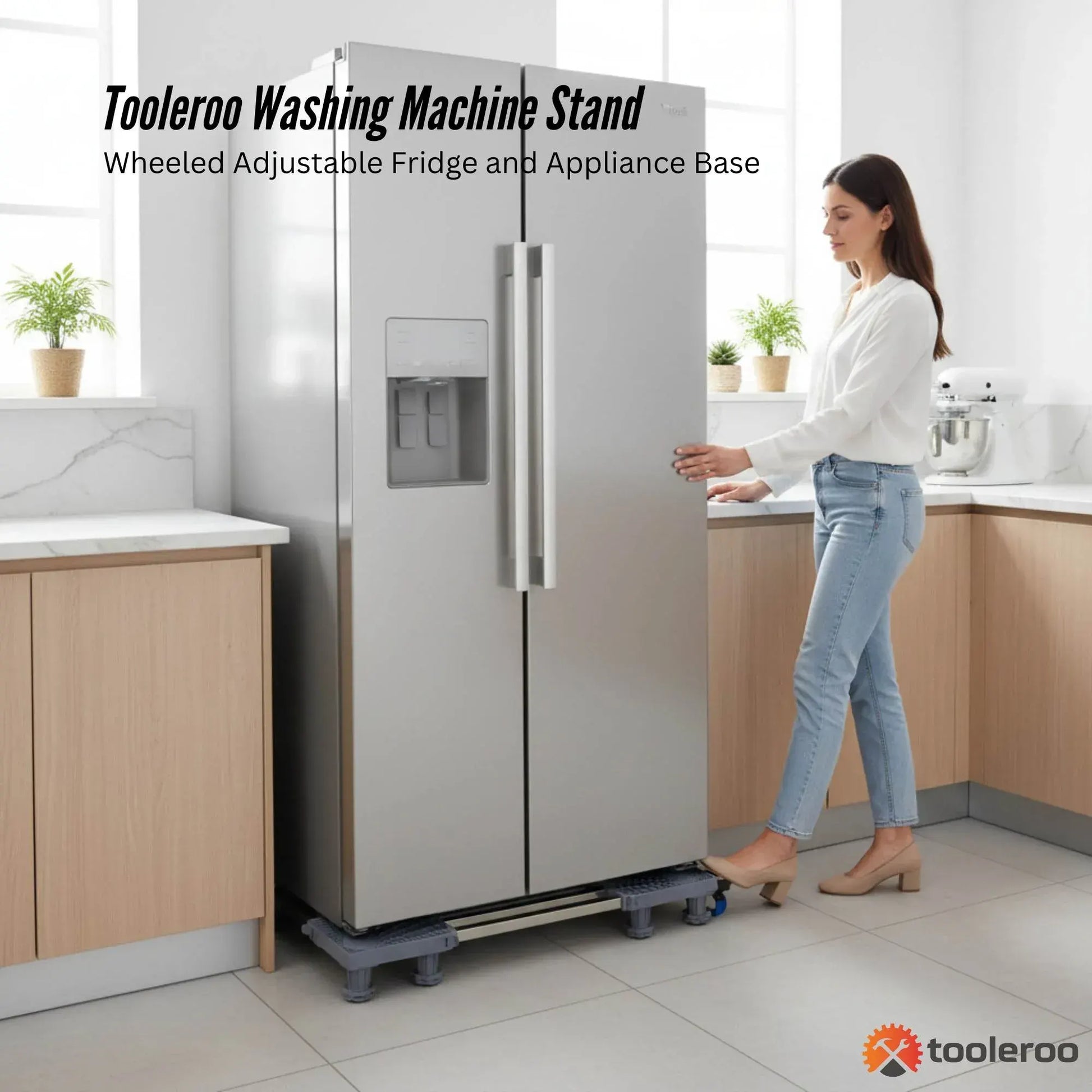 Tooleroo Washing Machine Stand - 200Kg Adjustable Wheeled Fridge Appliance Base - Image 2