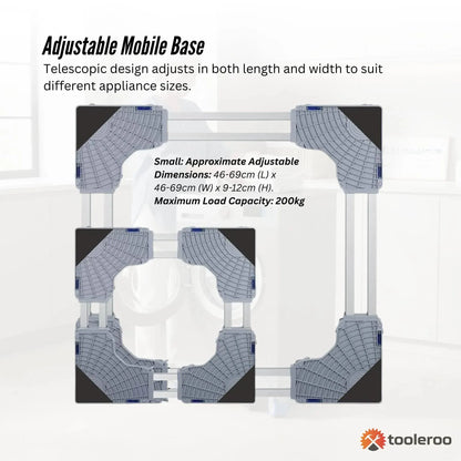 Tooleroo Washing Machine Stand - 200Kg Adjustable Wheeled Fridge Appliance Base - Image 3