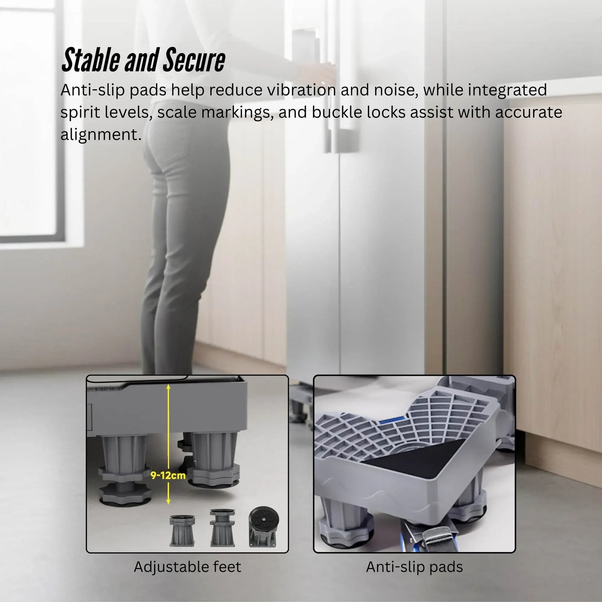 Tooleroo Washing Machine Stand - 200Kg Adjustable Wheeled Fridge Appliance Base - Image 6