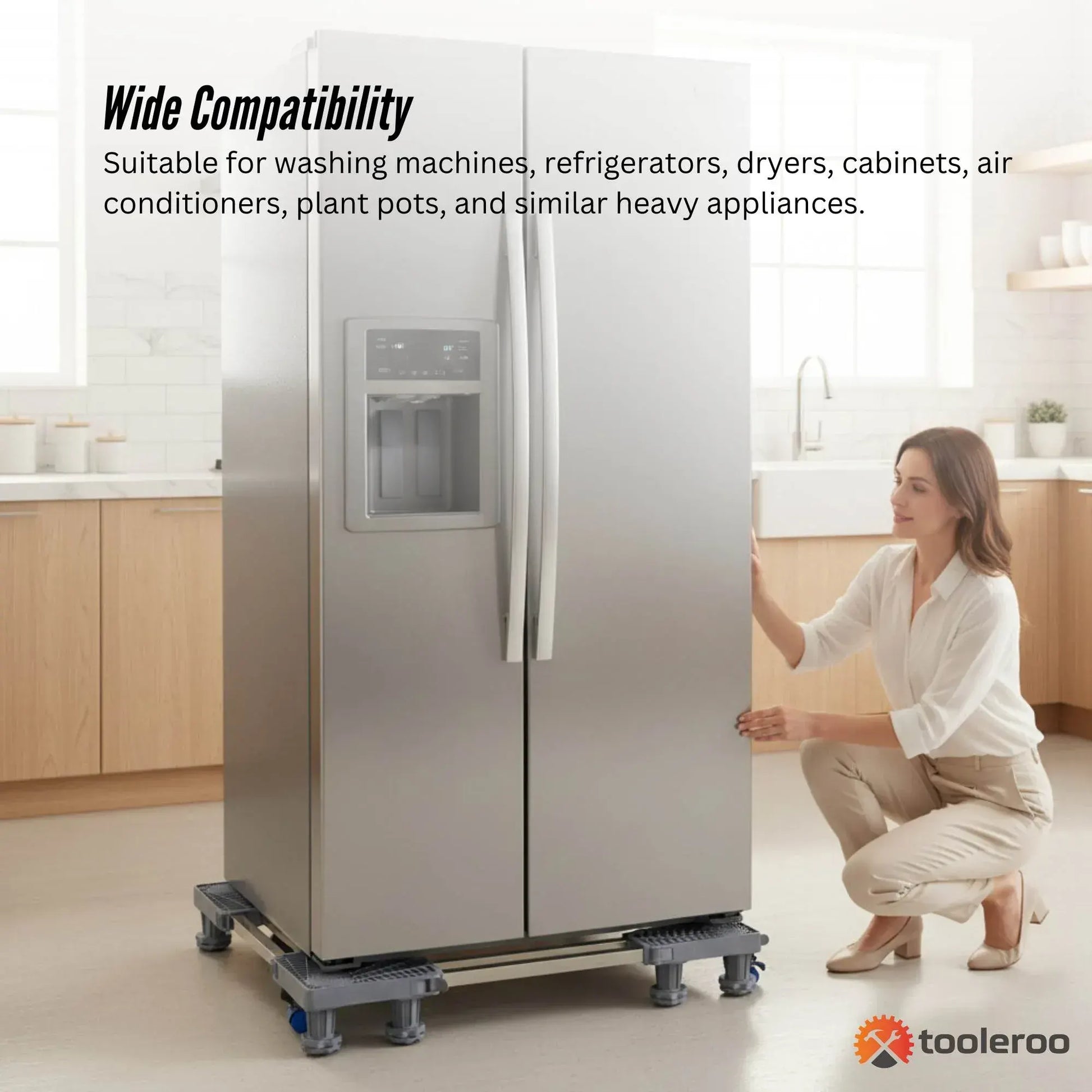 Tooleroo Washing Machine Stand - 200Kg Adjustable Wheeled Fridge Appliance Base - Image 7