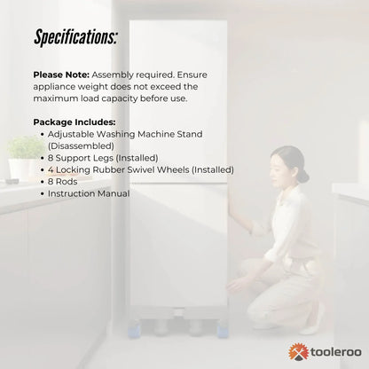 Tooleroo Washing Machine Stand - 200Kg Adjustable Wheeled Fridge Appliance Base - Image 8