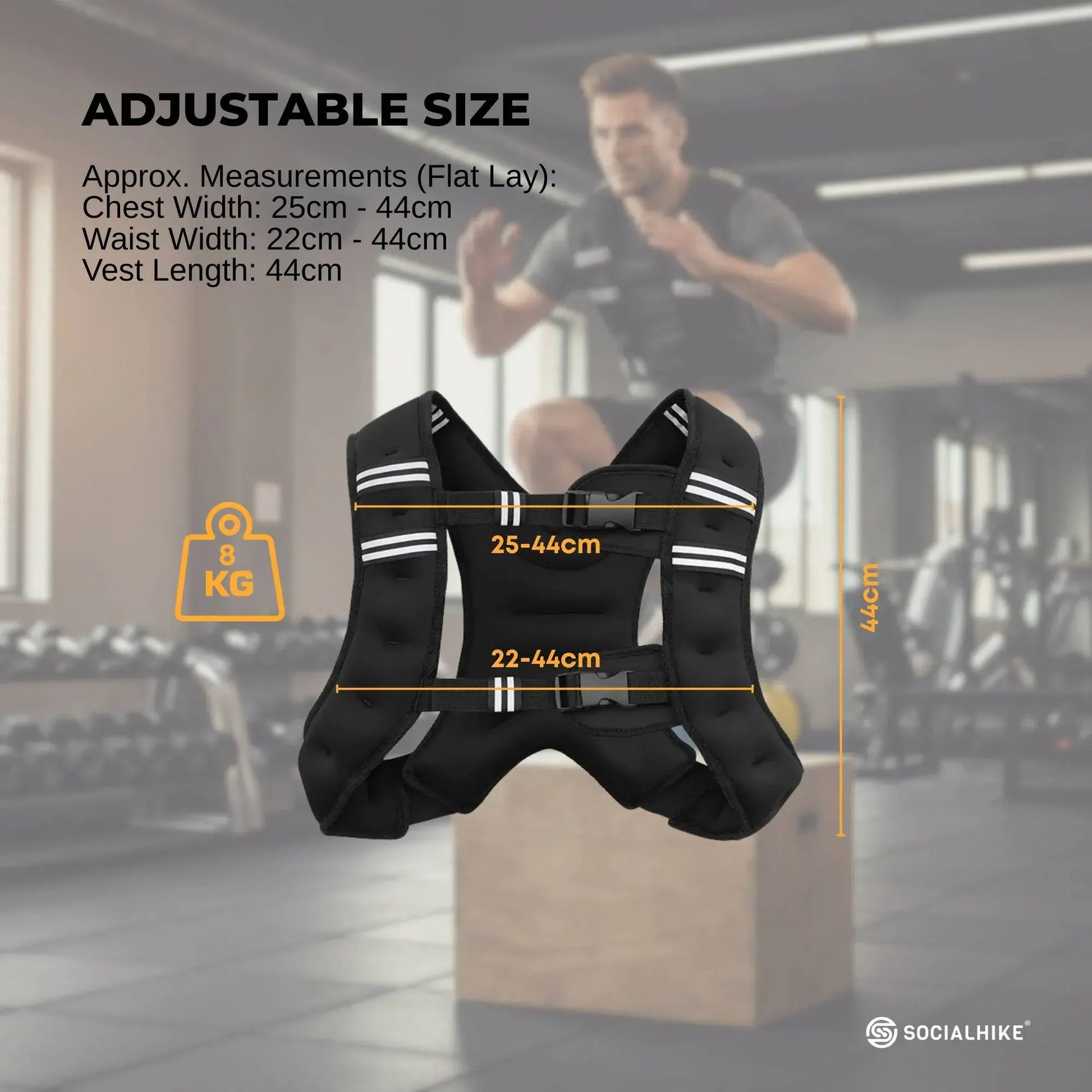 Social Hike 8Kg Weighted Vest Adjustable Fit For Running Walking Training - Image 7