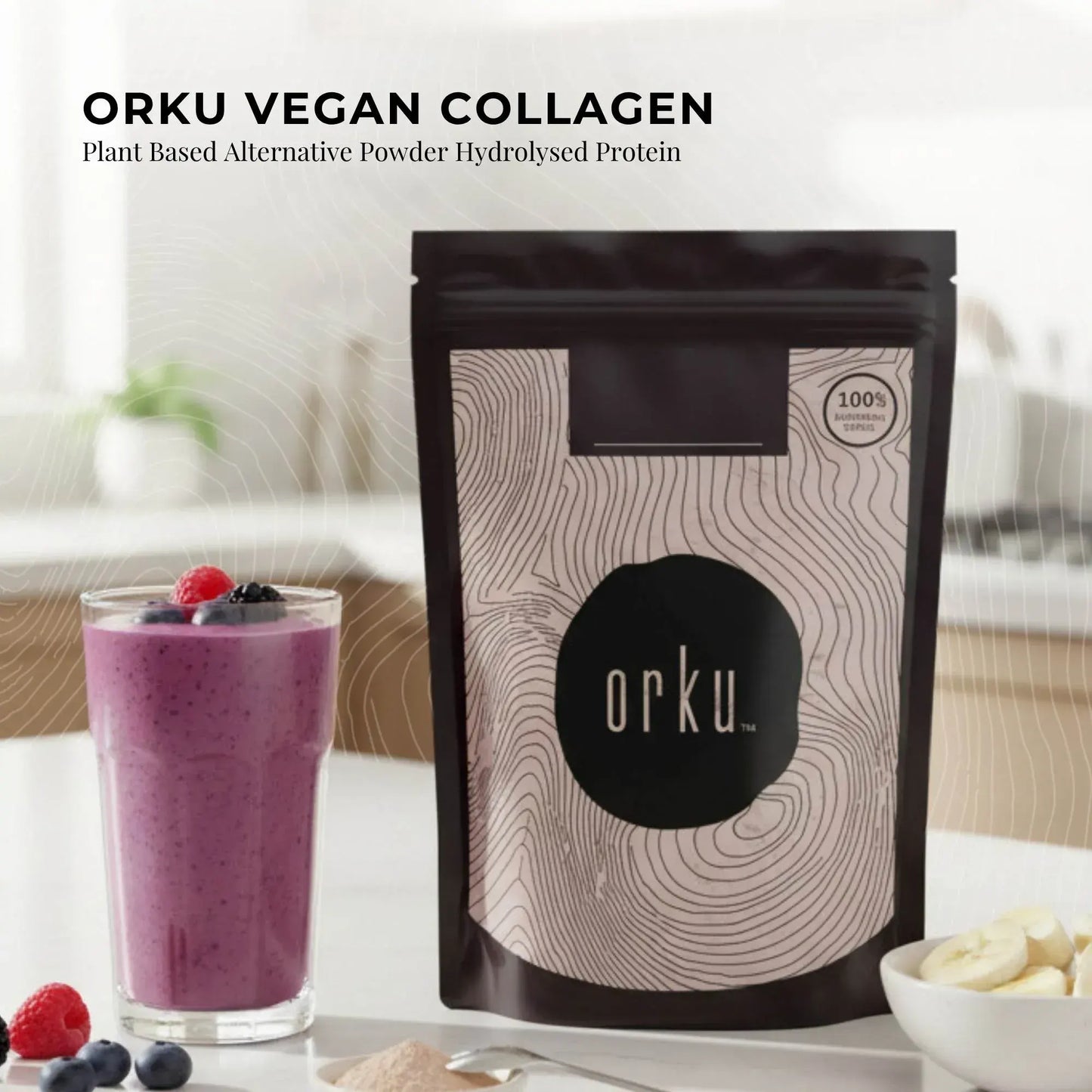 Orku 100g Vegan Collagen Plant Based Alternative Powder Hydrolysed Protein - Image 2