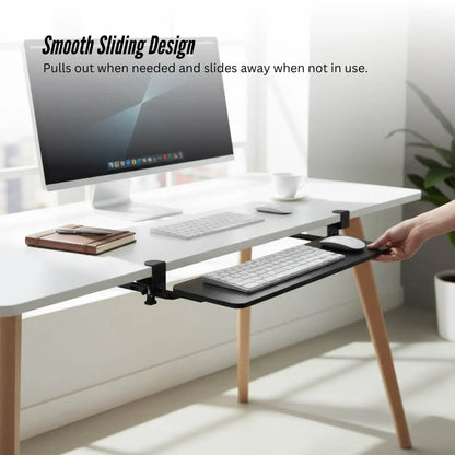 Tooleroo Computer Keyboard Tray Under Desk Clamp On Pull Out 65cm - Black - Image 6