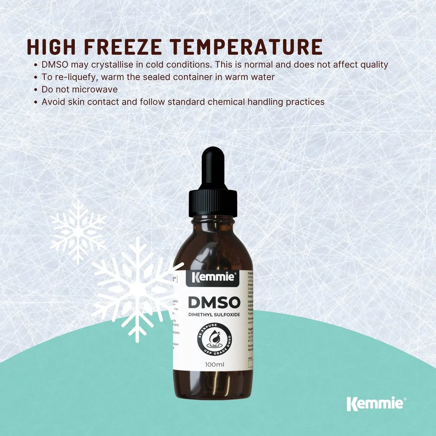 Kemmie 100ml DMSO Liquid 99.9% Pure - USP Grade Dimethyl Sulfoxide Dropper - Image 4