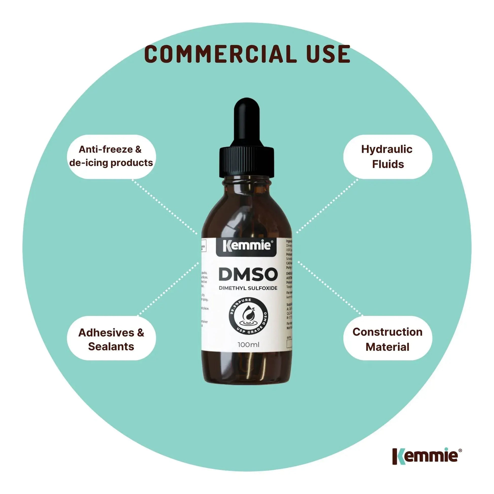Kemmie 100ml DMSO Liquid 99.9% Pure - USP Grade Dimethyl Sulfoxide Dropper - Image 9