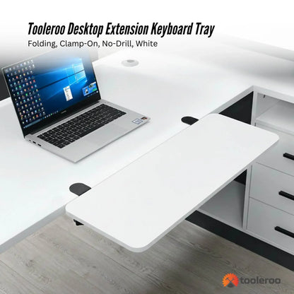 Tooleroo Folding Tray Desk Extender - Clamp-On Table Extension Shelf White - Image 2