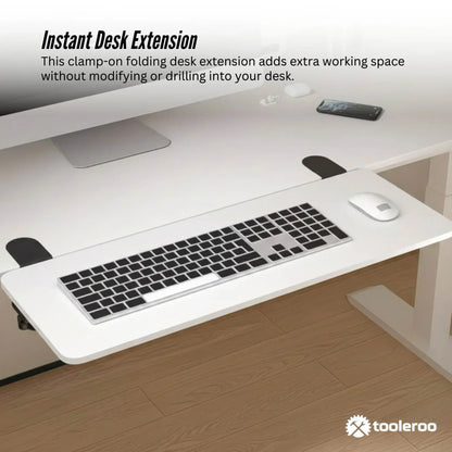 Tooleroo Folding Tray Desk Extender - Clamp-On Table Extension Shelf White - Image 3