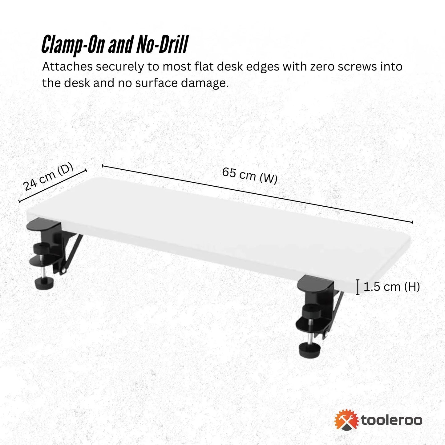Tooleroo Folding Tray Desk Extender - Clamp-On Table Extension Shelf White - Image 4