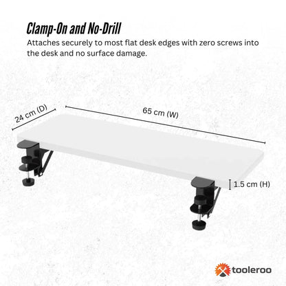 Tooleroo Folding Tray Desk Extender - Clamp-On Table Extension Shelf White - Image 4