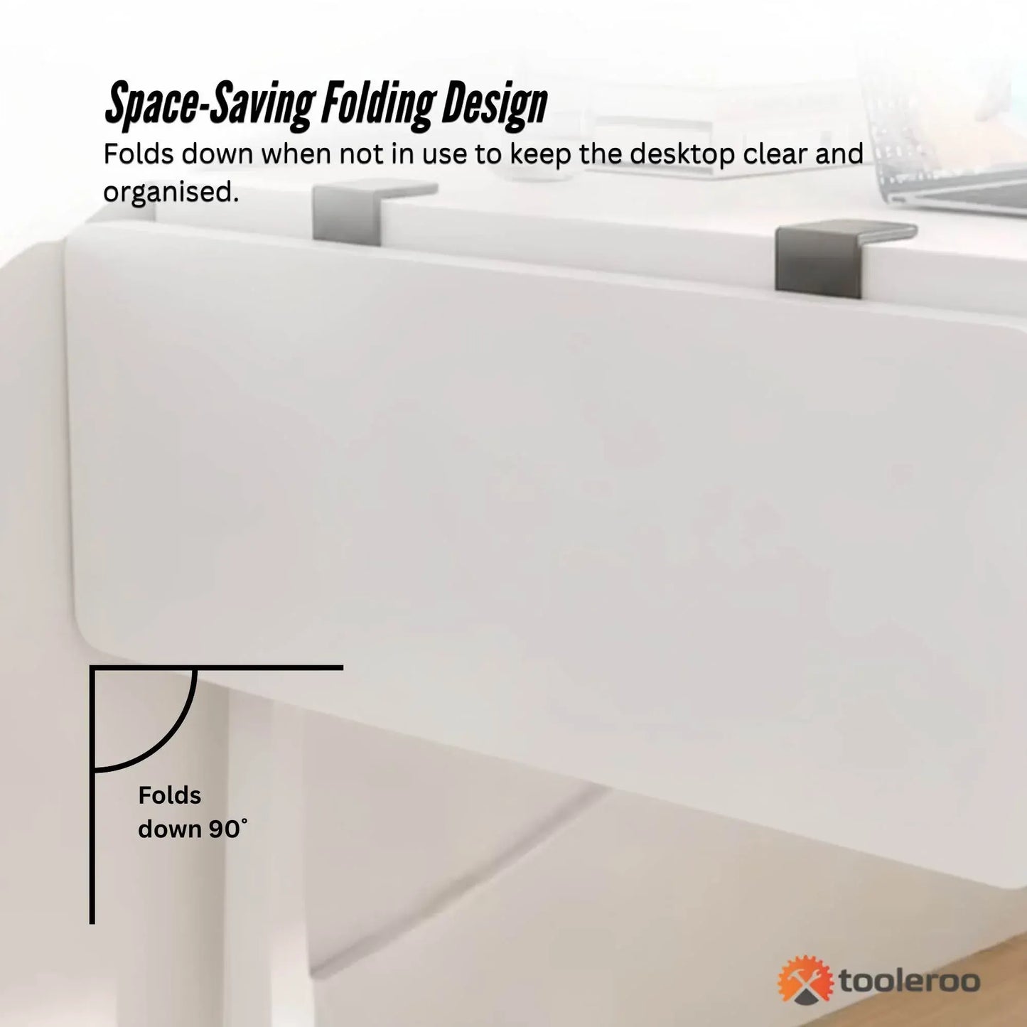Tooleroo Folding Tray Desk Extender - Clamp-On Table Extension Shelf White - Image 5
