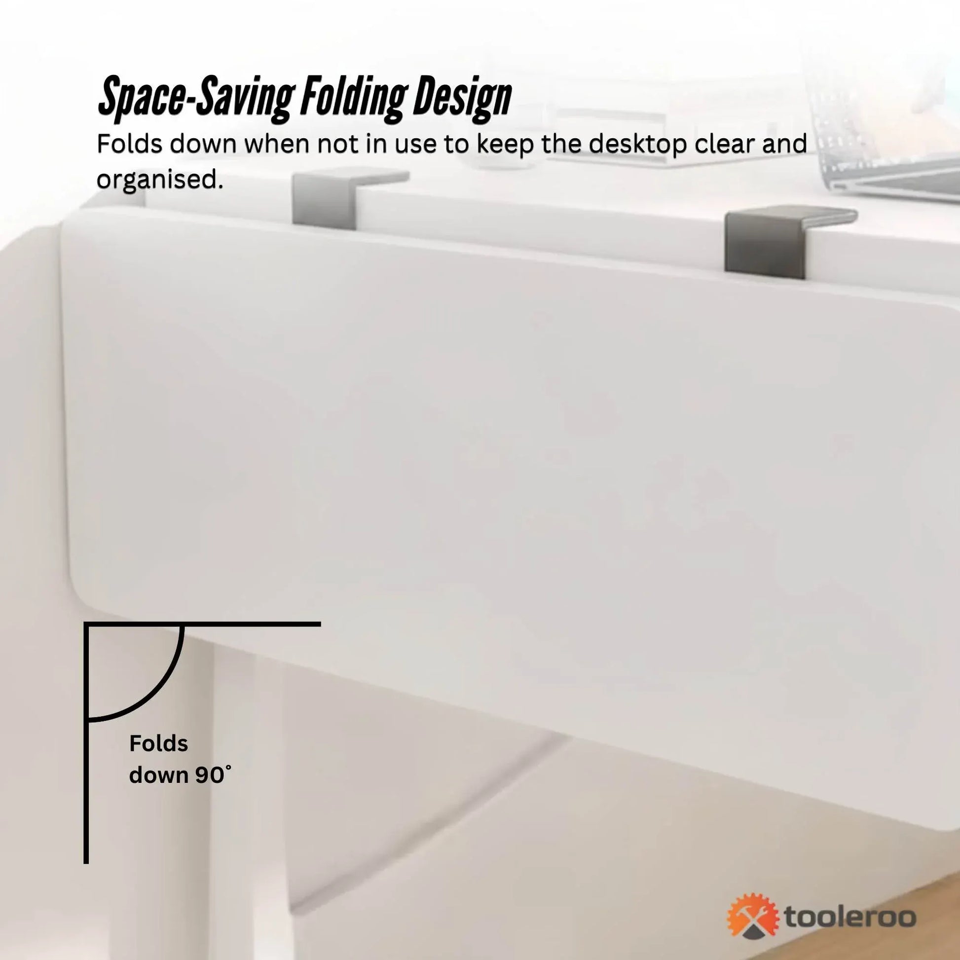 Tooleroo Folding Tray Desk Extender - Clamp-On Table Extension Shelf White - Image 5