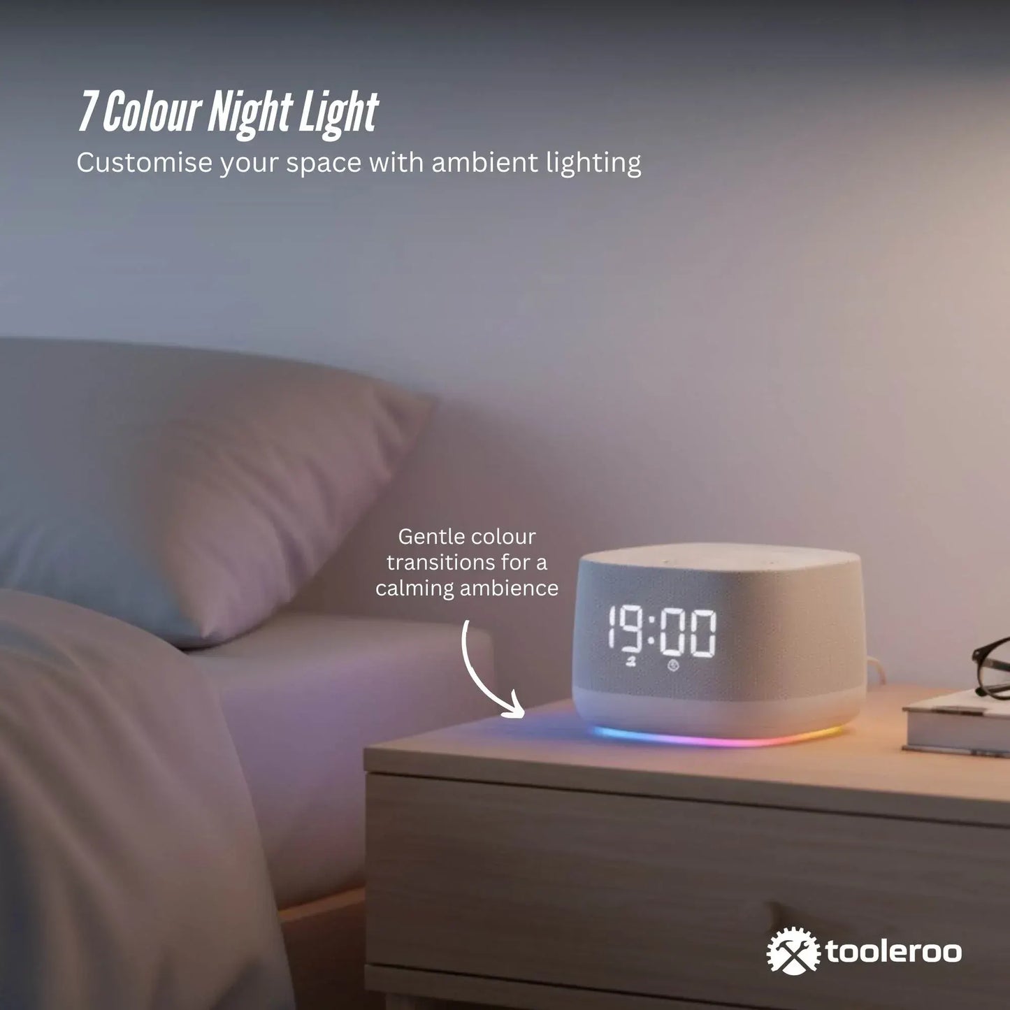 Tooleroo White Noise Machine Speaker - Bluetooth Night Light Sleep Sound - Image 4