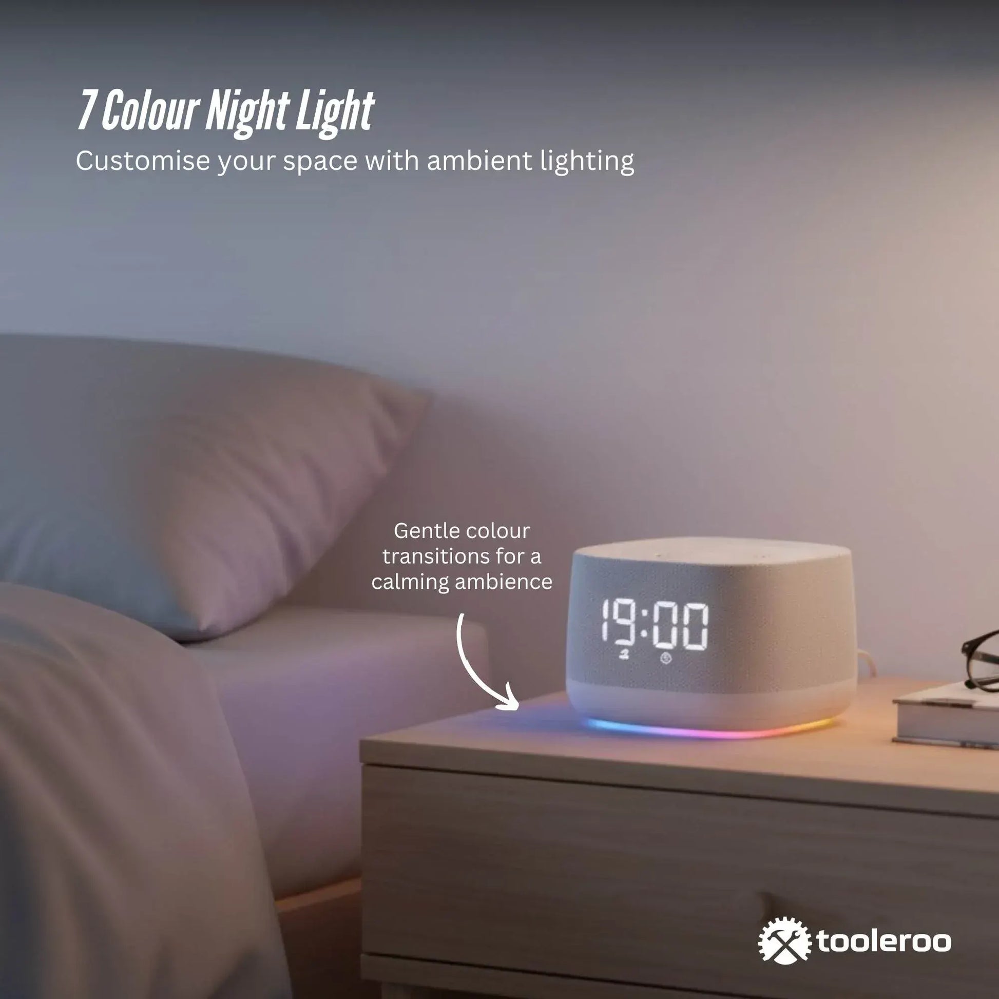 Tooleroo White Noise Machine Speaker - Bluetooth Night Light Sleep Sound - Image 4