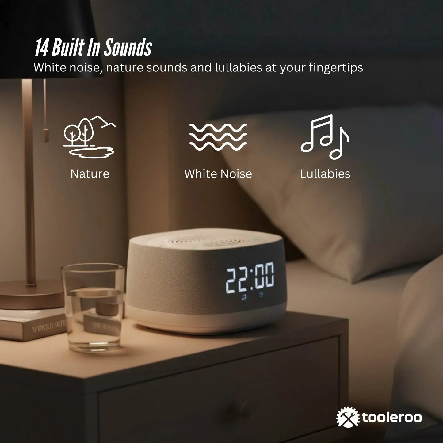 Tooleroo White Noise Machine Speaker - Bluetooth Night Light Sleep Sound - Image 6