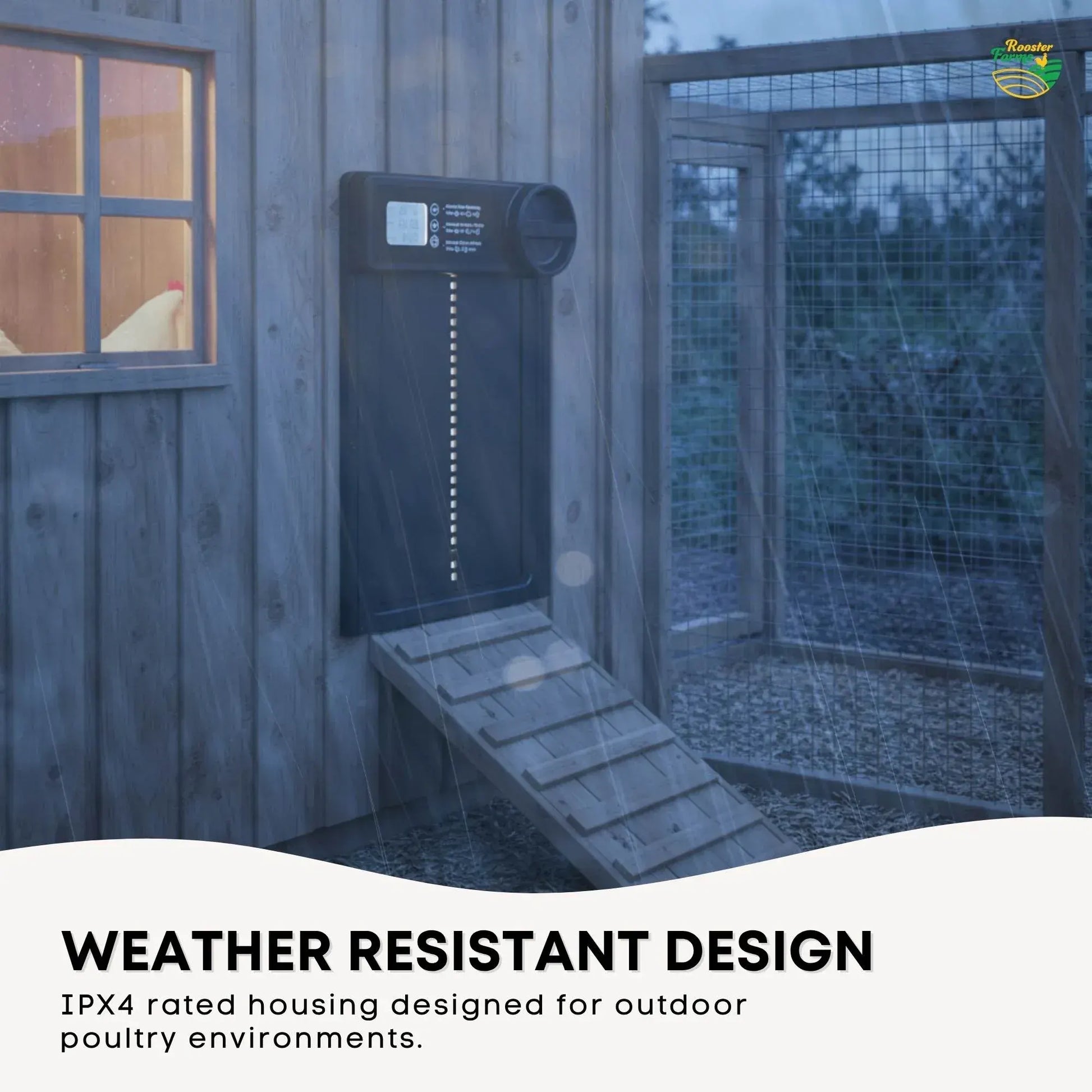 Rooster Farms Automatic Chicken Coop Door - Battery Timer Anti Pinch Safety - Image 5