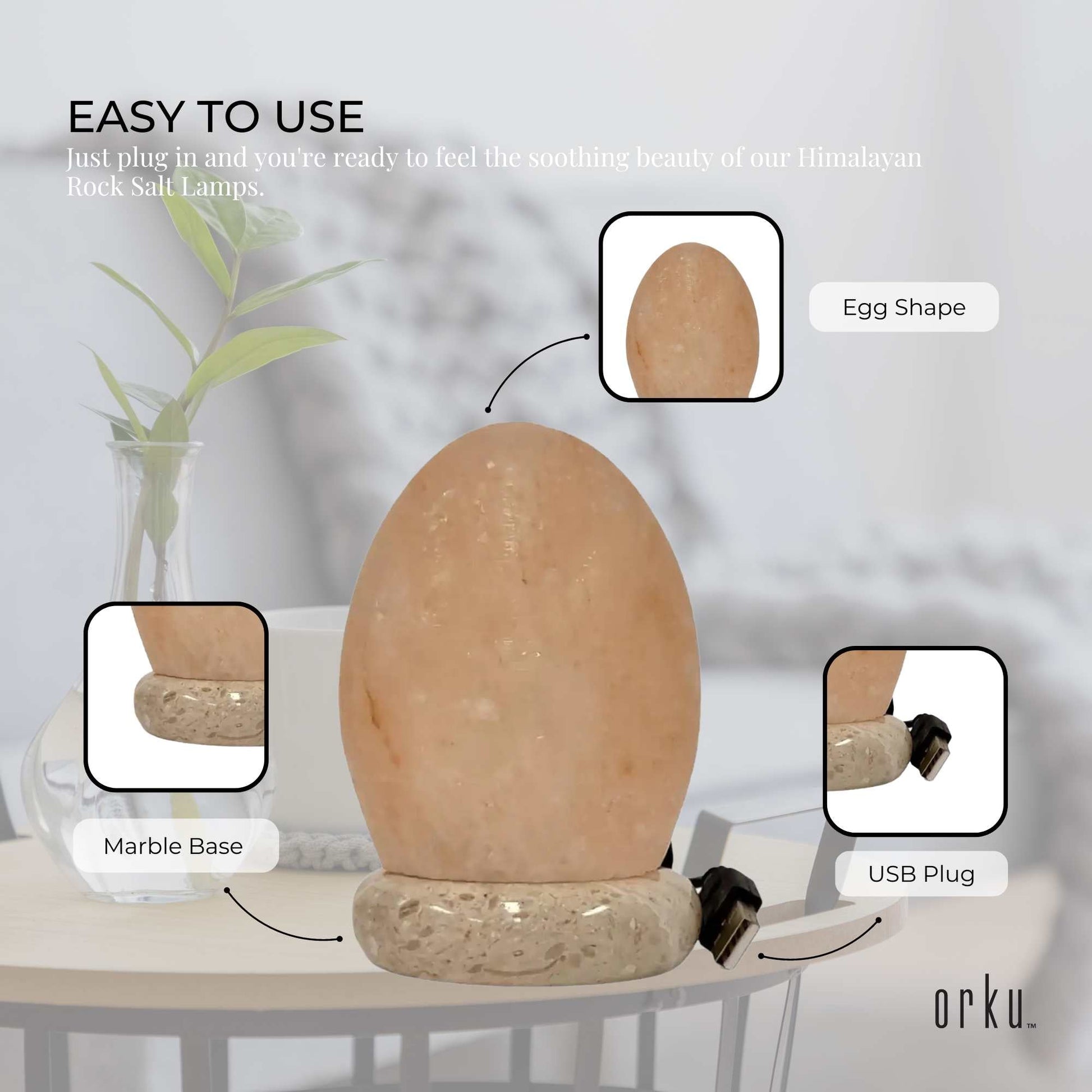 USB Colour Changing Egg Shape Himalayan Pink Salt Lamp Color Change LED Light - Image 2