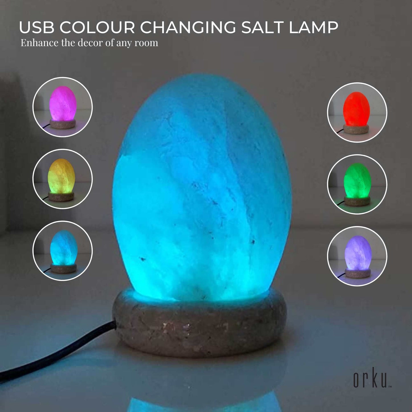 USB Colour Changing Egg Shape Himalayan Pink Salt Lamp Color Change LED Light - Image 3