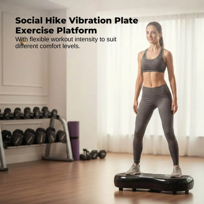 Social Hike 68cm Vibration Plate Machine Full Body Workout Platform Black - Image 2