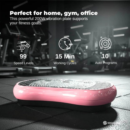 Social Hike 68cm Vibration Plate Machine Full Body Workout Platform Pink - Image 3