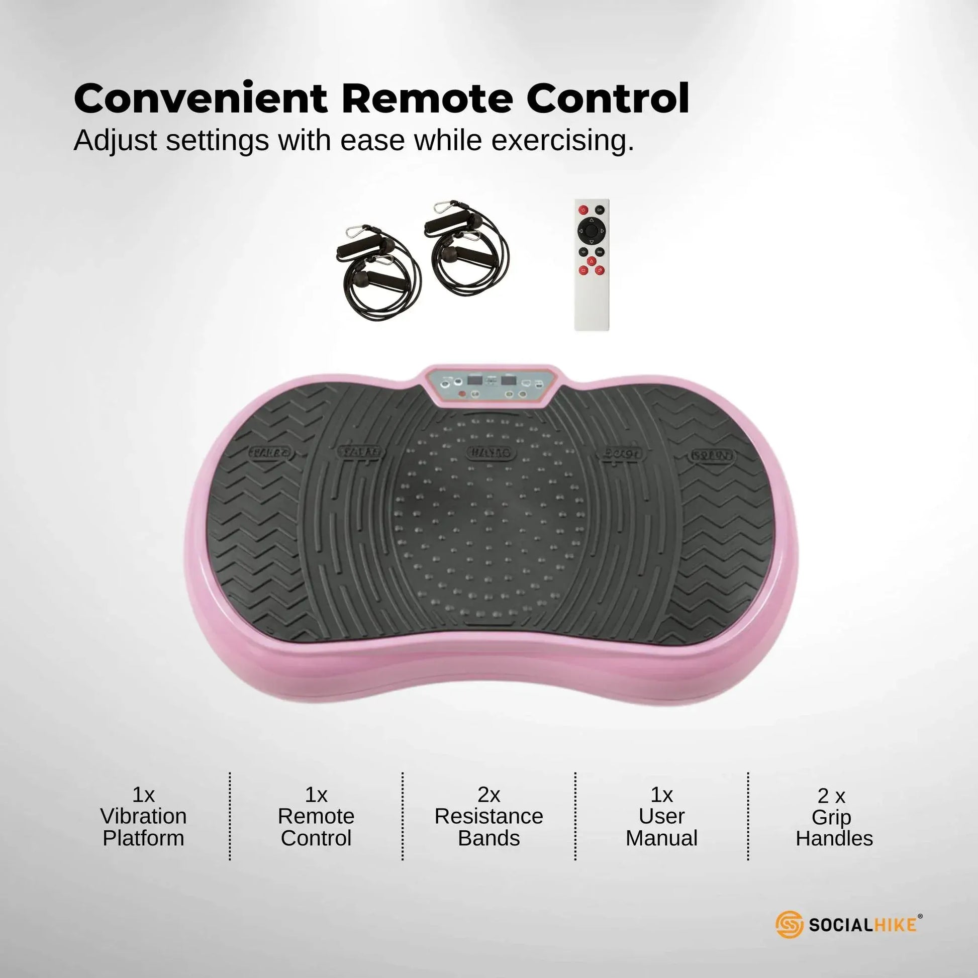 Social Hike 68cm Vibration Plate Machine Full Body Workout Platform Pink - Image 6