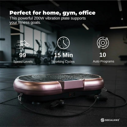 Social Hike 68cm Vibration Plate Machine Full Body Workout Platform Rose - Image 3
