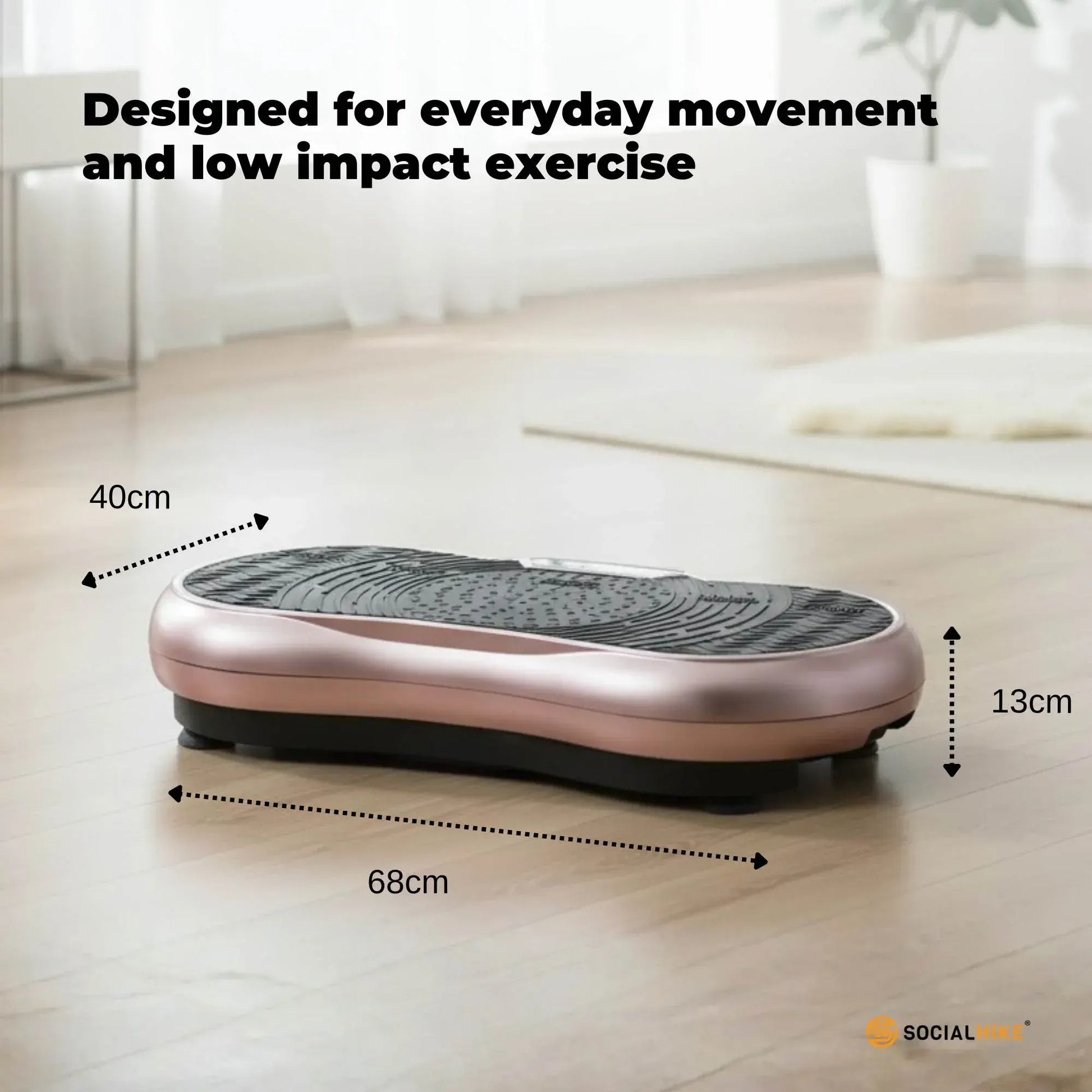 Social Hike 68cm Vibration Plate Machine Full Body Workout Platform Rose - Image 4