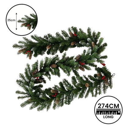Christabelle 2.7m Christmas Garland with Pine Cones & Berries Pine Tree Decoration Ornament - Image 4