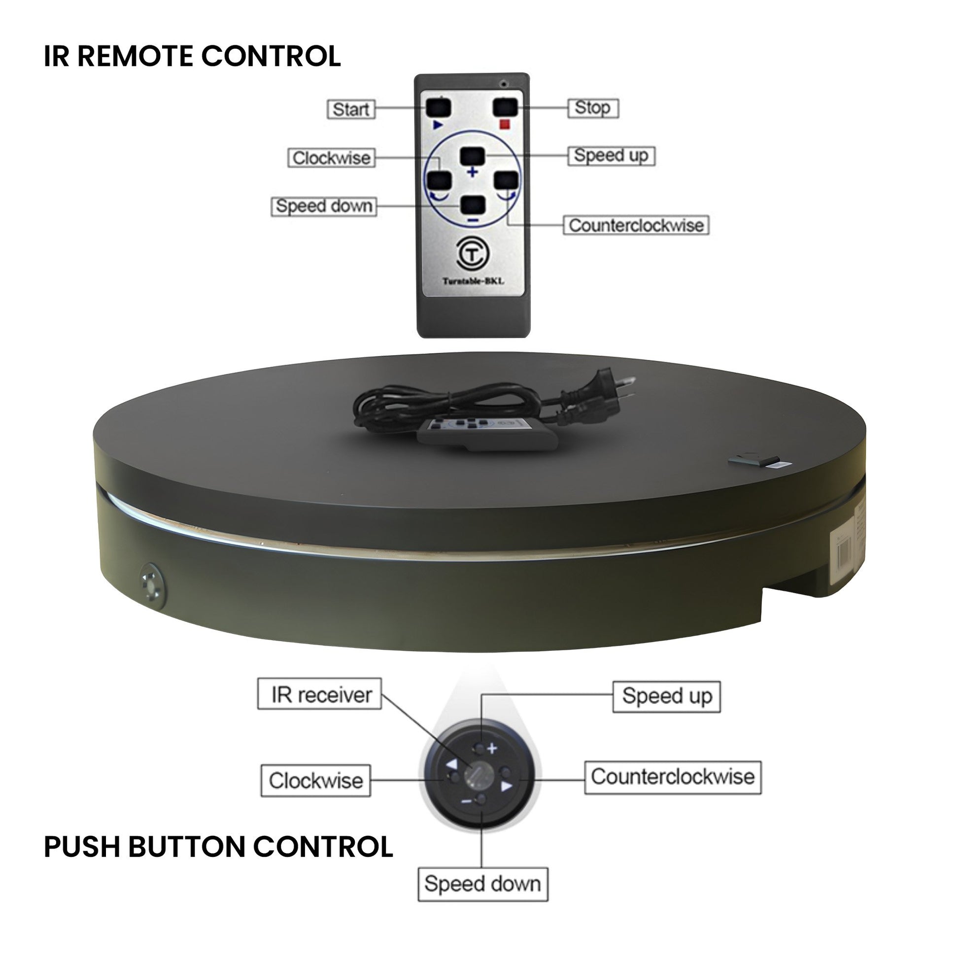 Christabelle 80cm 200kg Commercial Electric Display Turntable Power Outlet Black - Image 7