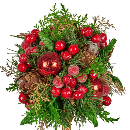 Christabelle 36cm Christmas Tabletop Topiary Tree Pre-Decorated Berries, Baubles & Pine Cones Gold Pot Twisted Stem Festive Decoration - Image 3