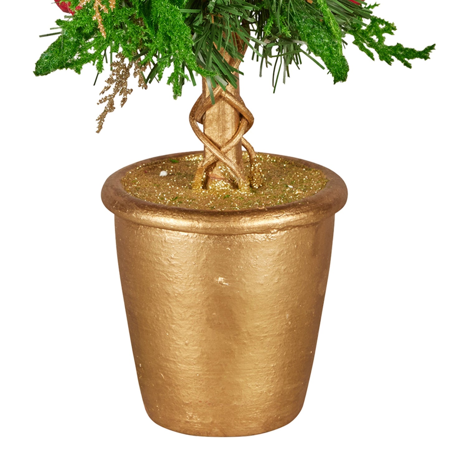 Christabelle 36cm Christmas Tabletop Topiary Tree Pre-Decorated Berries, Baubles & Pine Cones Gold Pot Twisted Stem Festive Decoration - Image 5