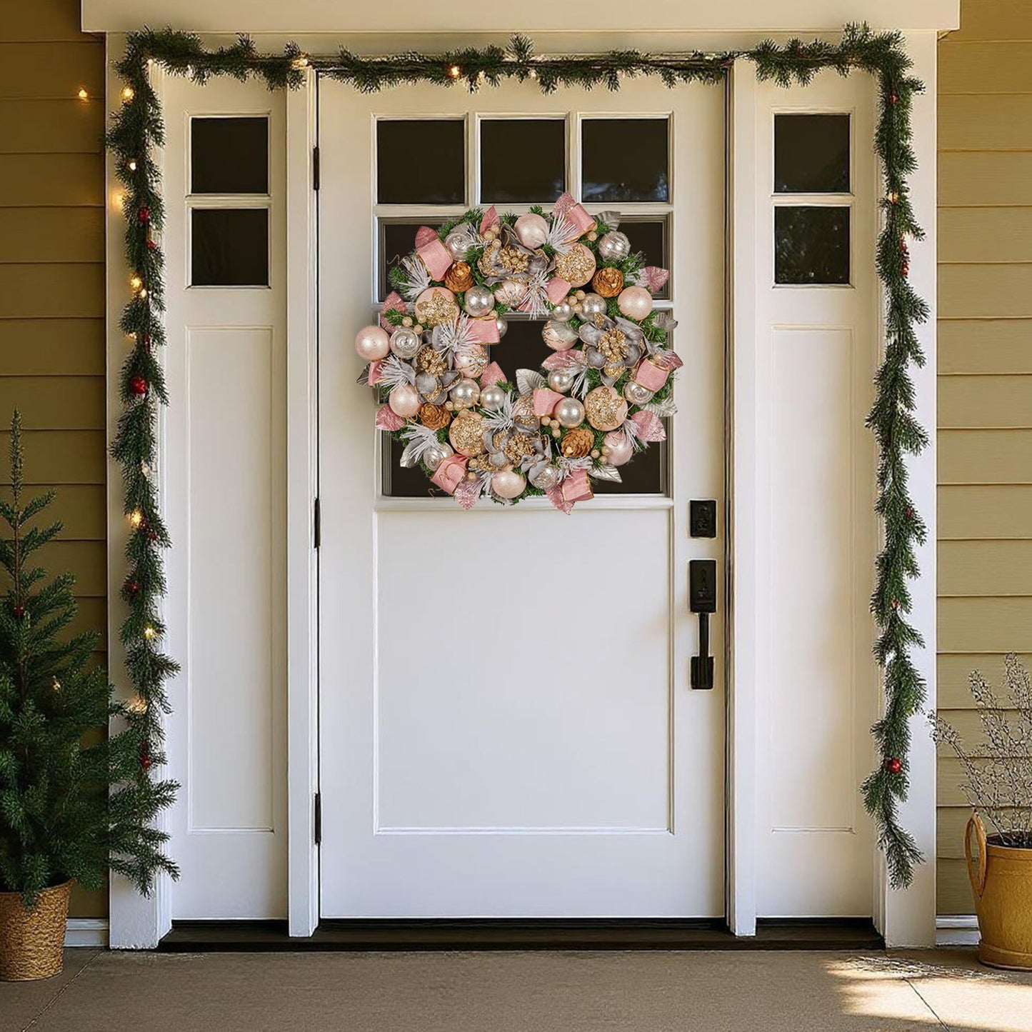 Christabelle 71cm Christmas Wreath Lush Pink Front Door Decoration Jewelled Baubles Flowers Pine Cones Ribbons Ornaments - Image 9