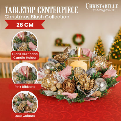 Christabelle 26cm Christmas Centrepiece Lush Green Holiday w/Jewelled Baubles, Foliage, Flowers, Pine Cones, Ribbon - Image 2