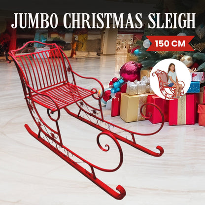 Christabelle Christmas Sleigh With Red Finish - Metal 150cm - Image 3