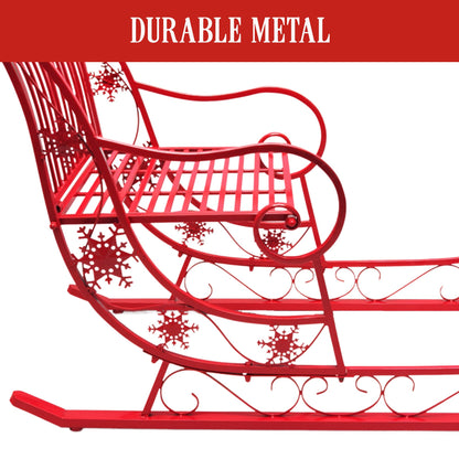 Christabelle Christmas Sleigh With Red Finish - Metal 150cm - Image 5