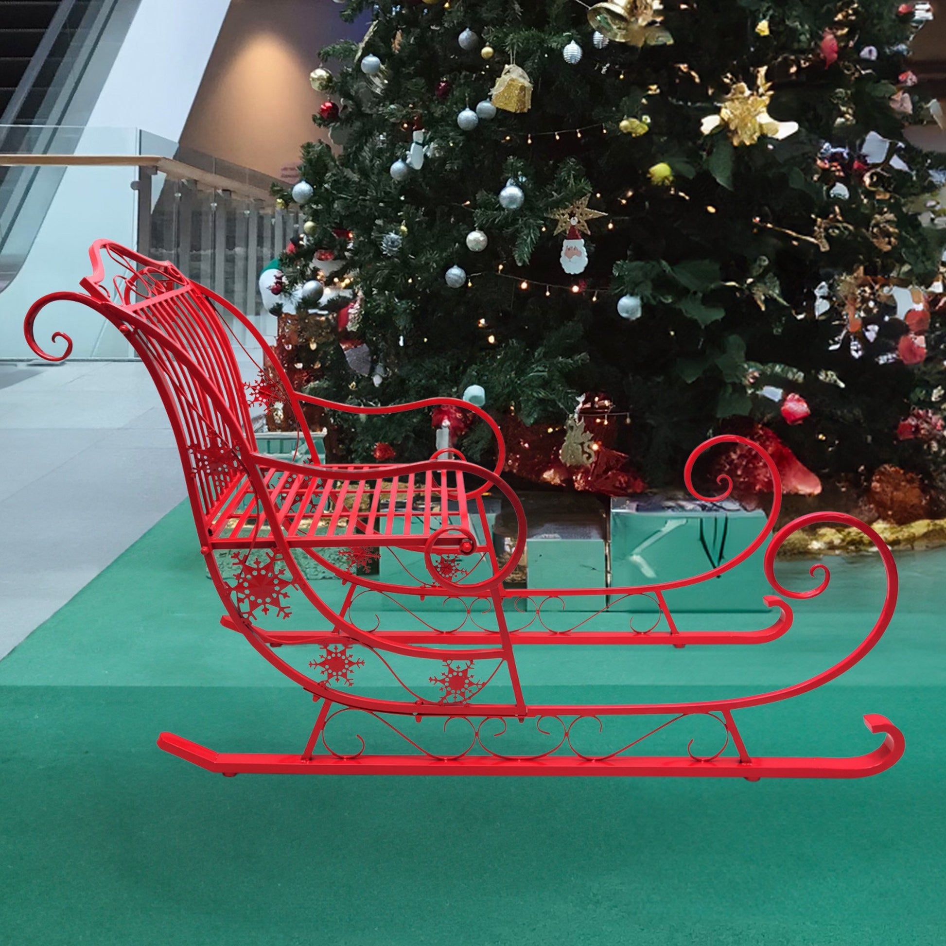 Christabelle Christmas Sleigh With Red Finish - Metal 150cm - Image 6