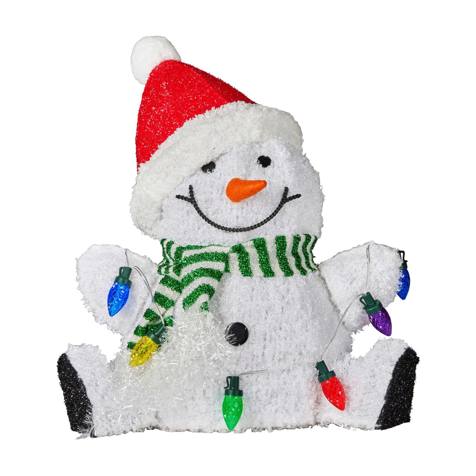Christabelle Sitting Christmas Snowman Display With Lights - 40cm - Image 2