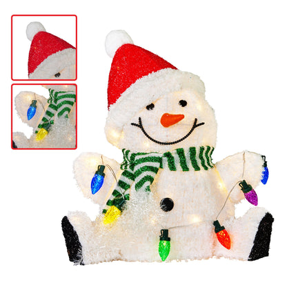 Christabelle Sitting Christmas Snowman Display With Lights - 40cm - Image 5