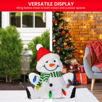 Christabelle Sitting Christmas Snowman Display With Lights - 40cm - Image 6