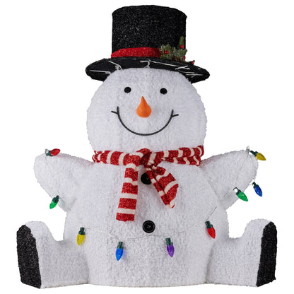 Christabelle 82cm Sitting Snowman Christmas Display with Lights - Image 2