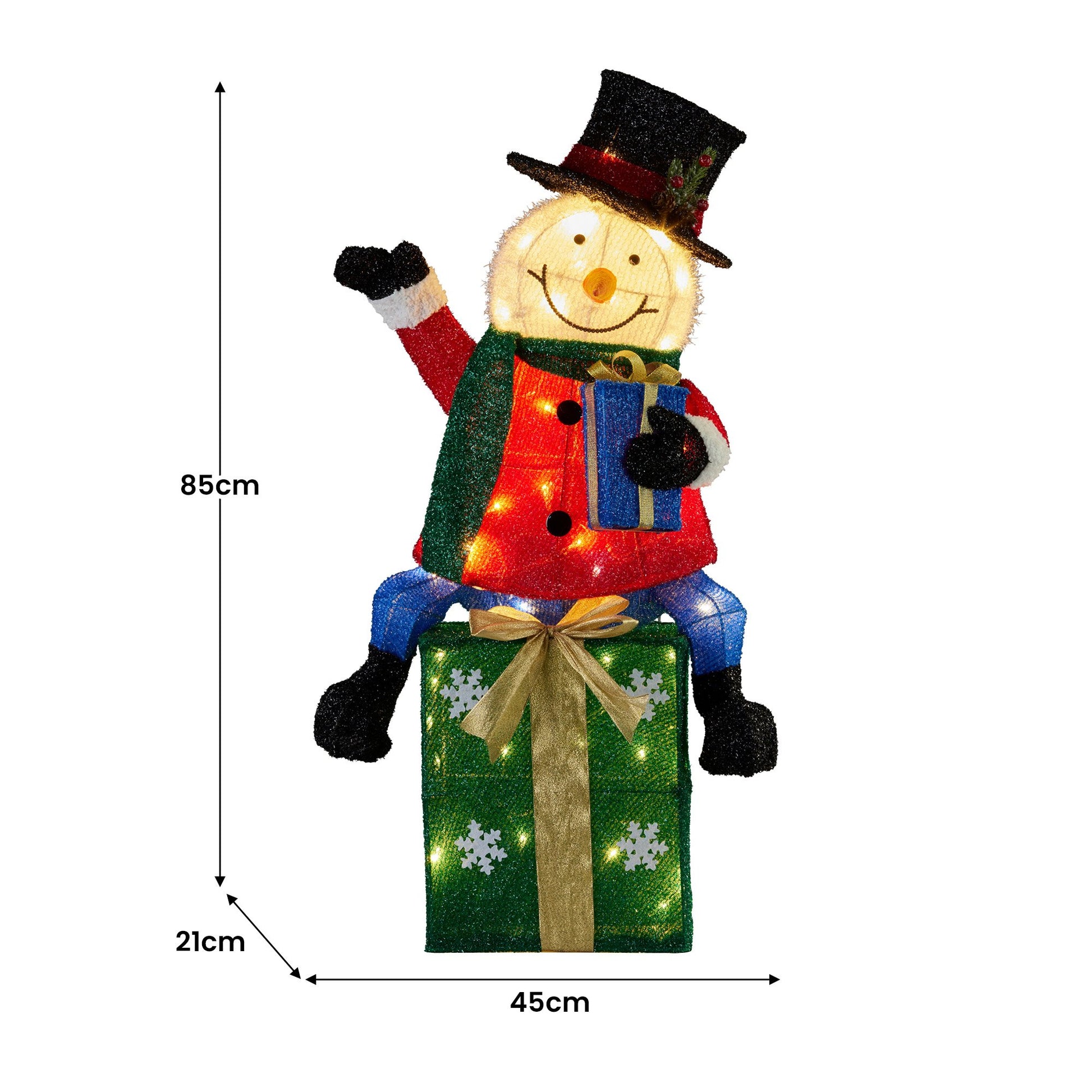 Christabelle 85cm Christmas Snowman On Presents Display with Lights - Image 4